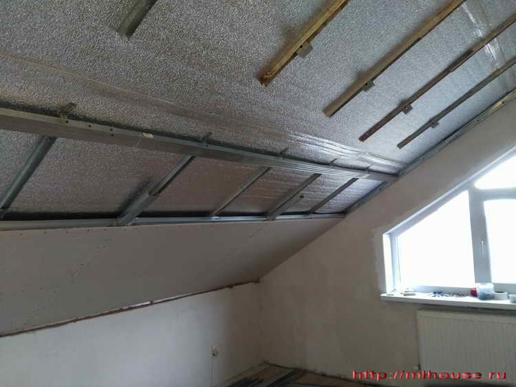 монтаж гипрока на потолке