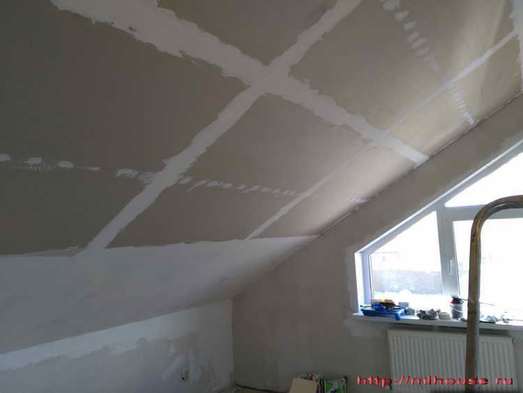 шпатлевка гипрока на потолке